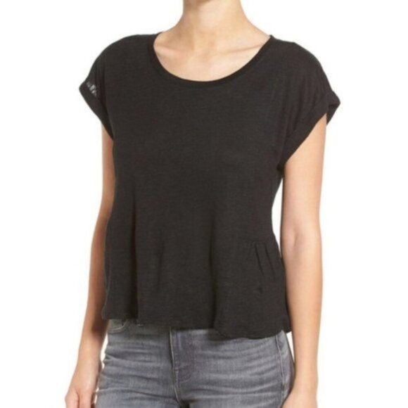 Madewell Womens Black Linen Peplum Top Size XL - Picture 1 of 11